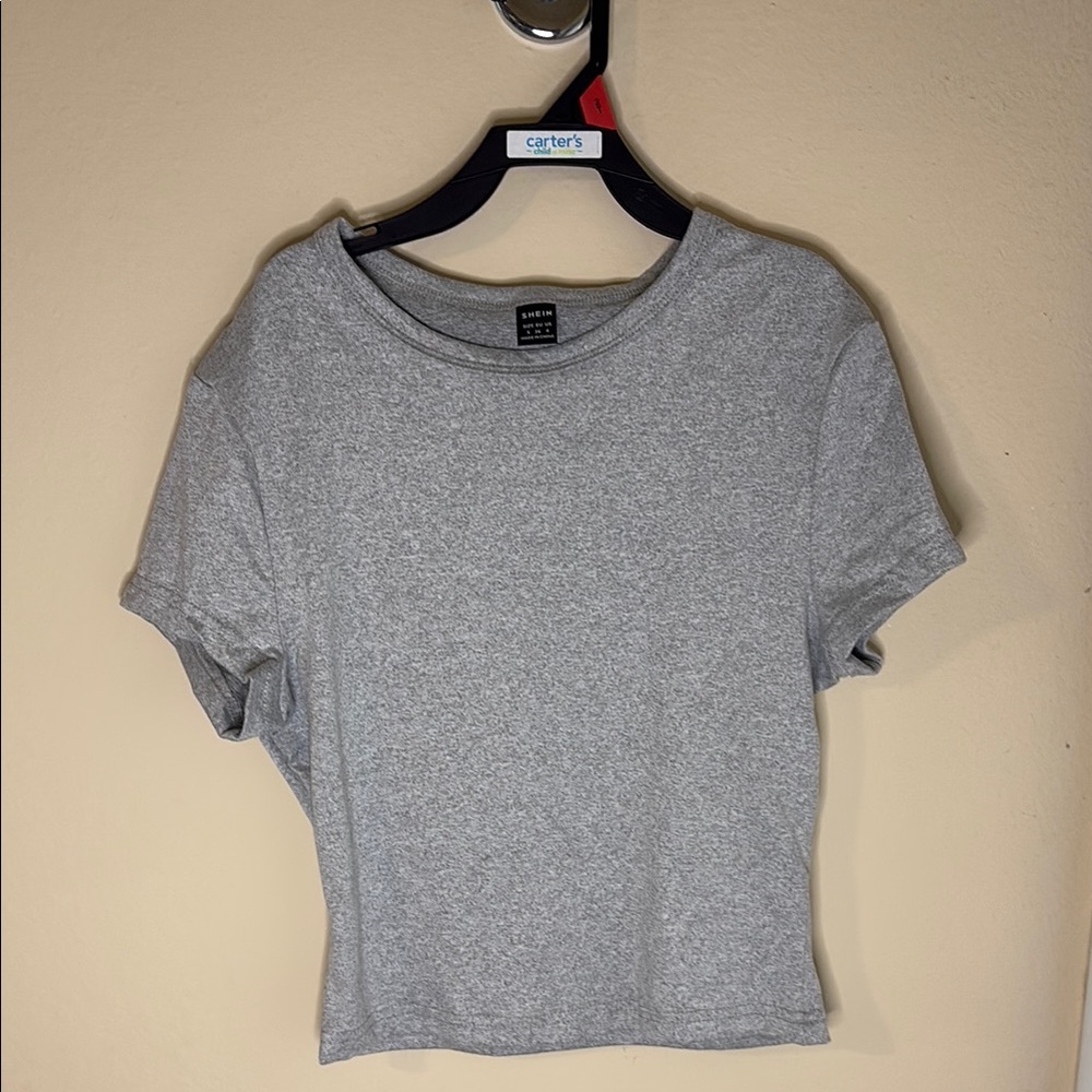 Zara Gray Fitted Crop Tee